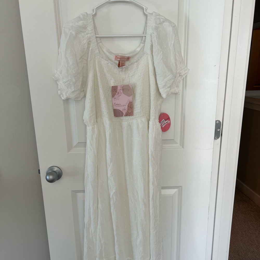 White midi dress